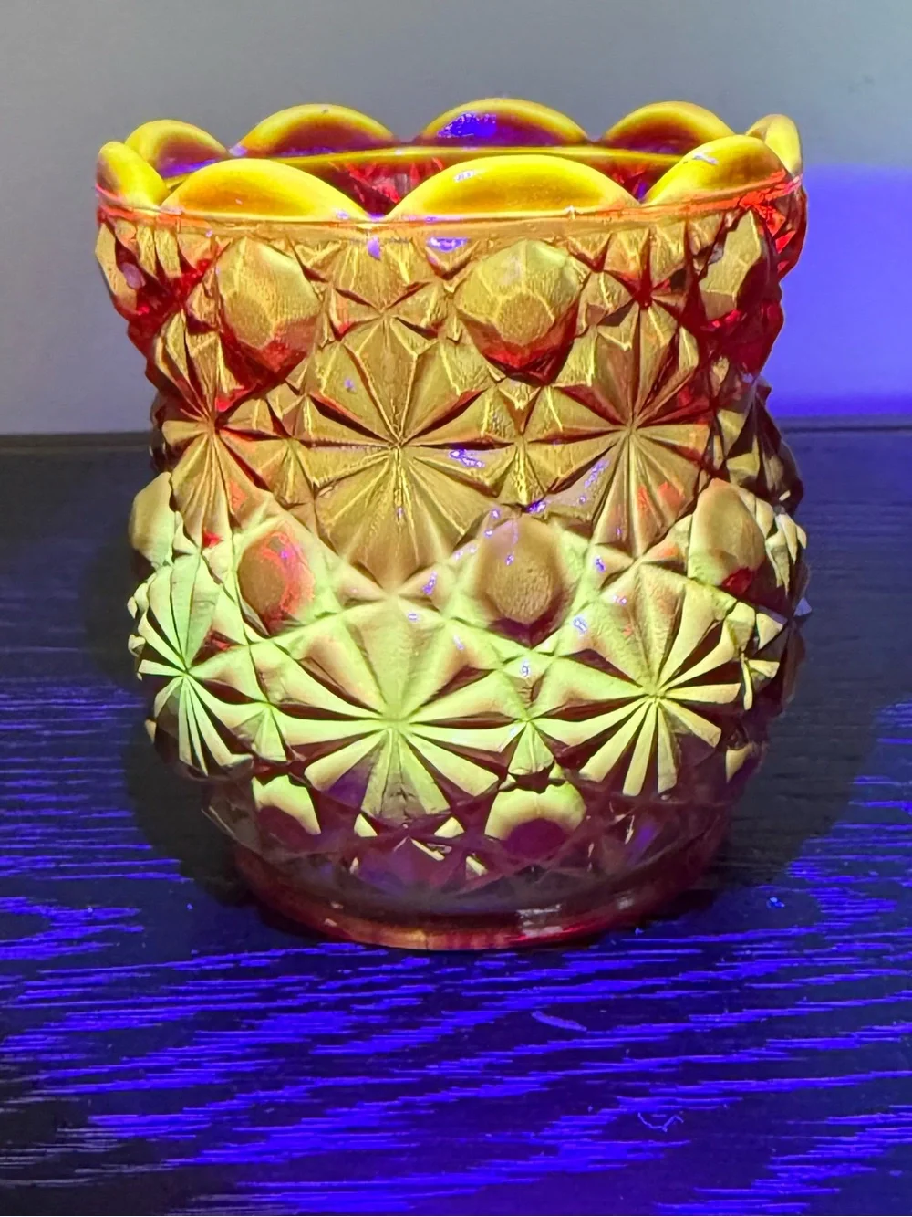 Vintage Ruby Red Votive Candle Holder Daisy and Button Glows